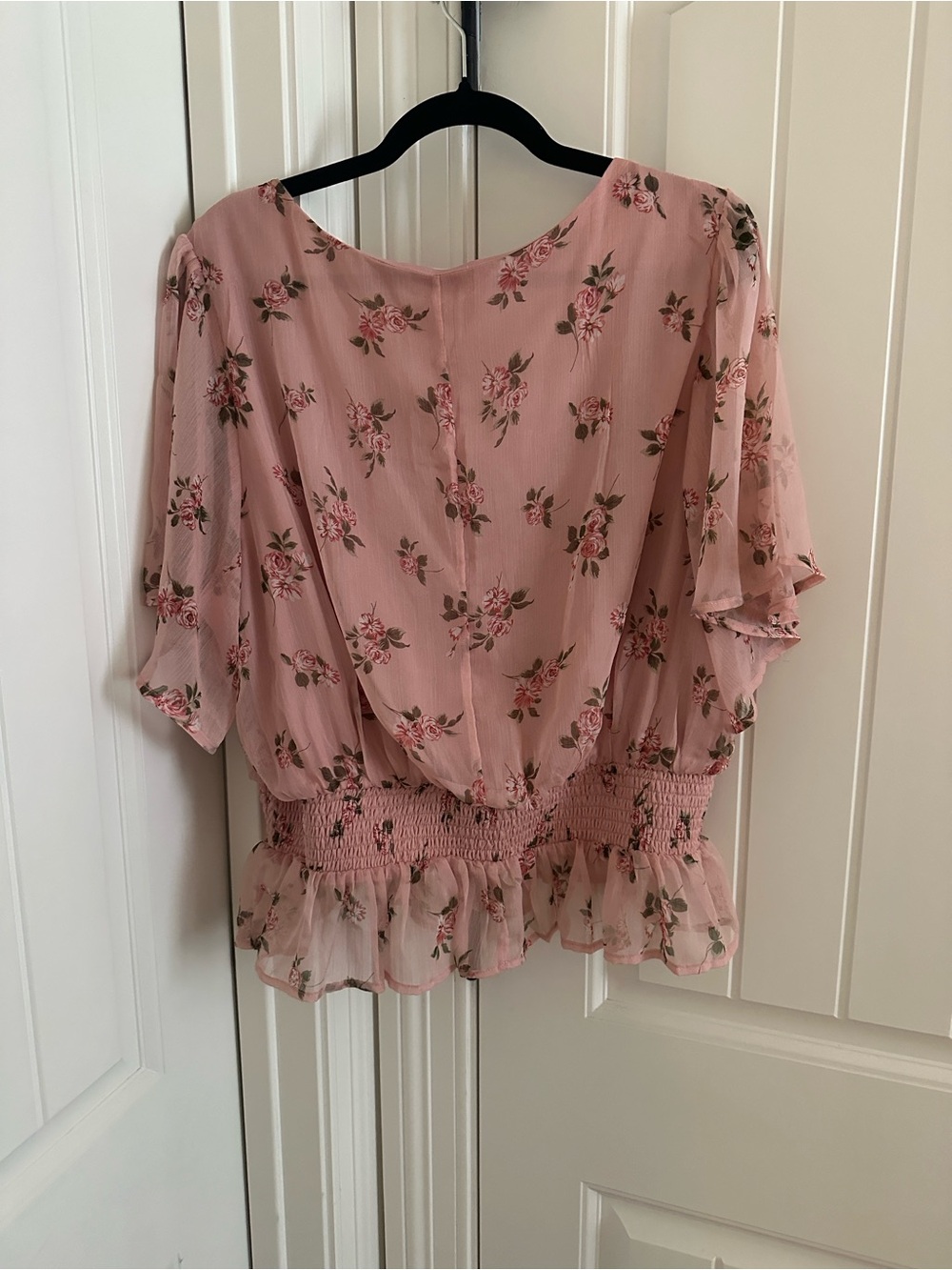 Floral Pink Ruffle Top - Picture 4 of 5